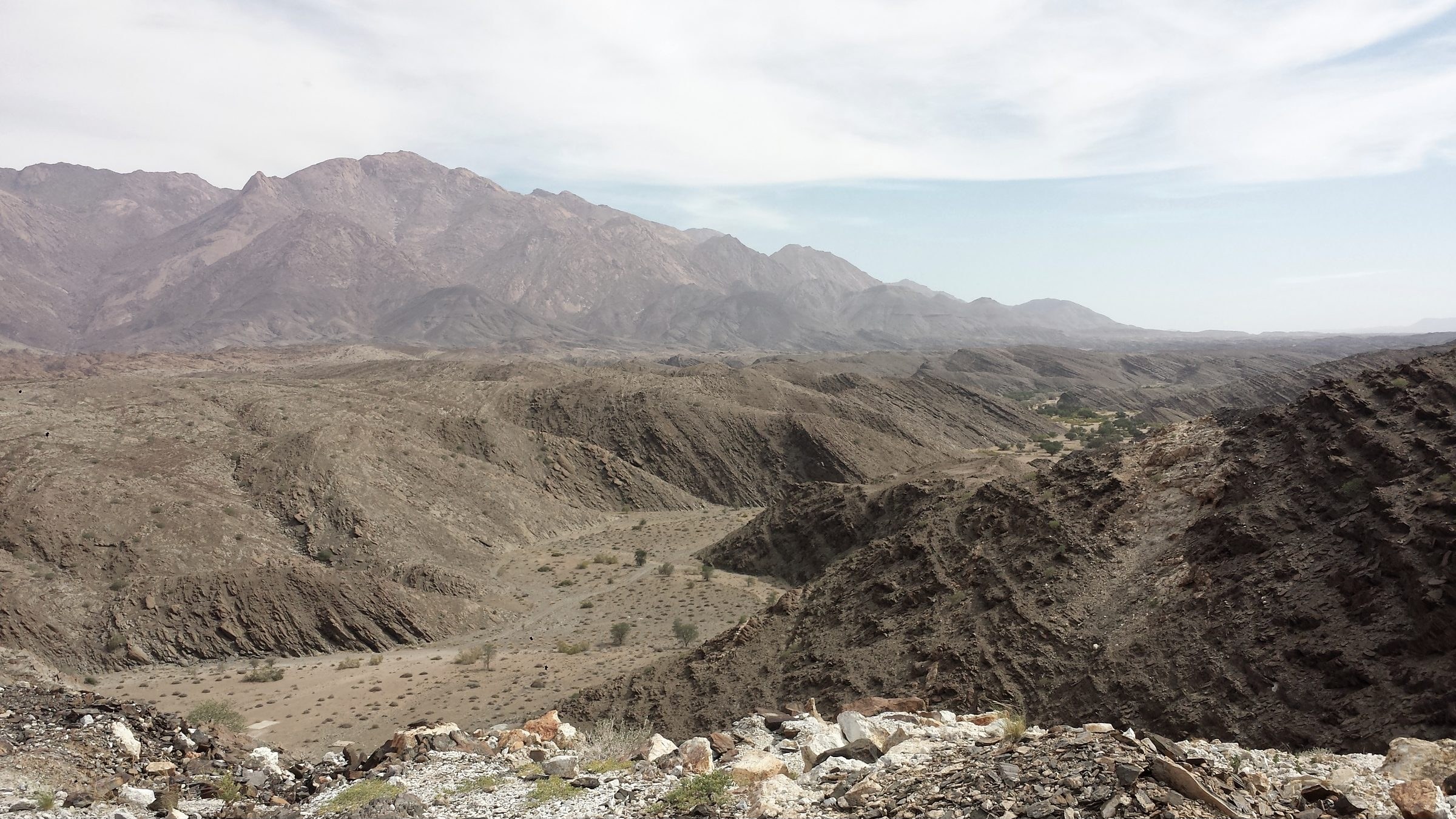 The Dauremas licence area in Namibia, excavated ground below the mountain range